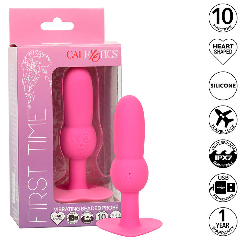 CALEXOTICS - FIRST TIME ANAL PLUG WITH BEADED PROBE 10 VIBRATIONS PINK