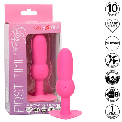 CALEXOTICS - FIRST TIME ANAL PLUG WITH BEADED PROBE 10 VIBRATIONS PINK