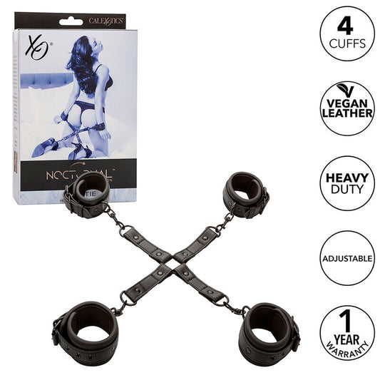 CALEXOTICS - NOCTURNAL HOG TIE CONNECTOR LEATHER ADJUSTABLE BLACK
