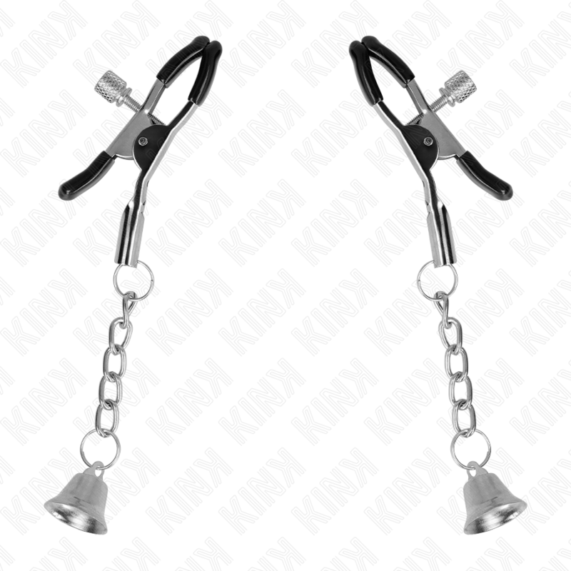 KINK - SILVER NIPPLE CLAMPS WITH BELL CHARM 6 CM