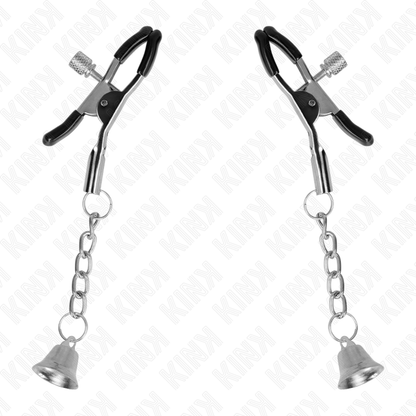 KINK - SILVER NIPPLE CLAMPS WITH BELL CHARM 6 CM