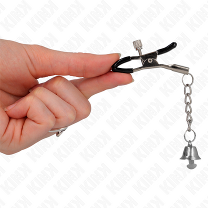KINK - SILVER NIPPLE CLAMPS WITH BELL CHARM 6 CM