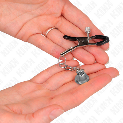 KINK - SILVER NIPPLE CLAMPS WITH BELL CHARM 6 CM