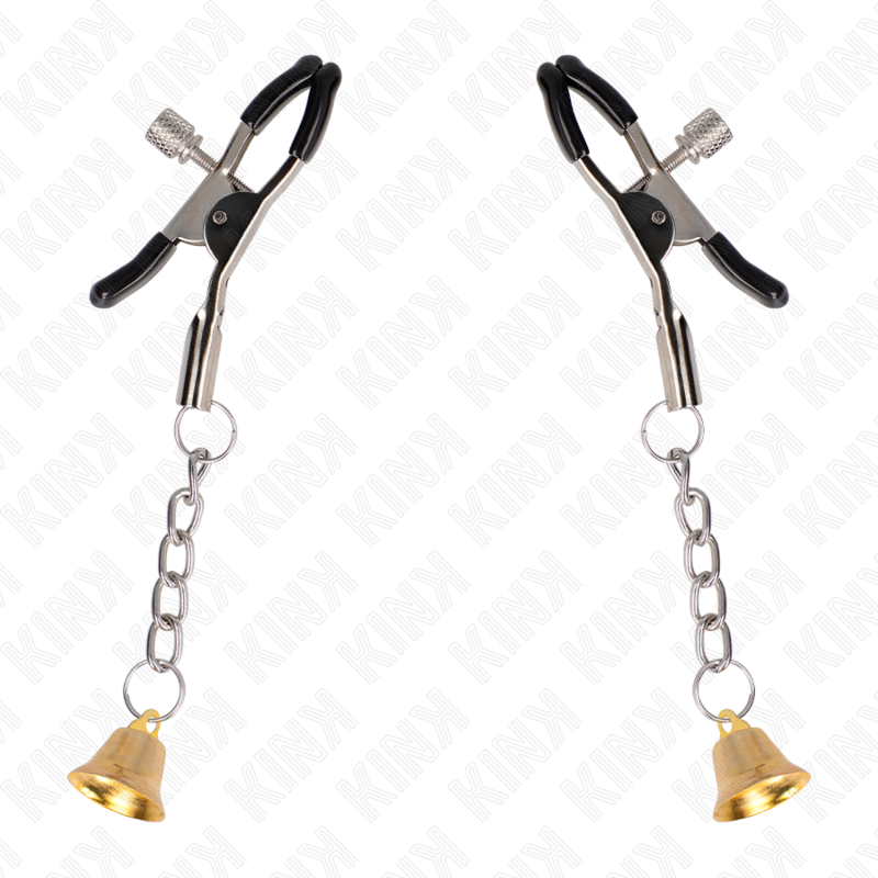 KINK - GOLD NIPPLE CLAMPS WITH BELL CHARM 6 CM