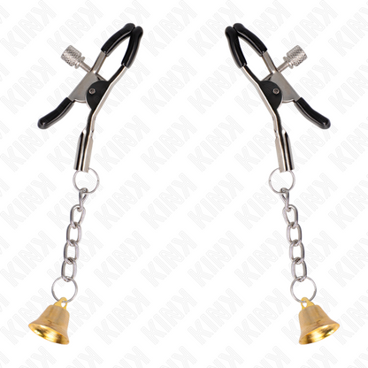 KINK - GOLD NIPPLE CLAMPS WITH BELL CHARM 6 CM