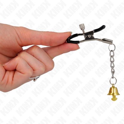 KINK - GOLD NIPPLE CLAMPS WITH BELL CHARM 6 CM