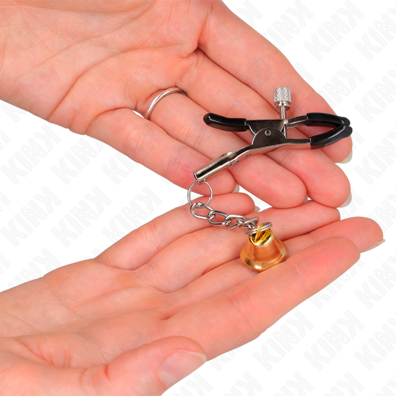 KINK - GOLD NIPPLE CLAMPS WITH BELL CHARM 6 CM