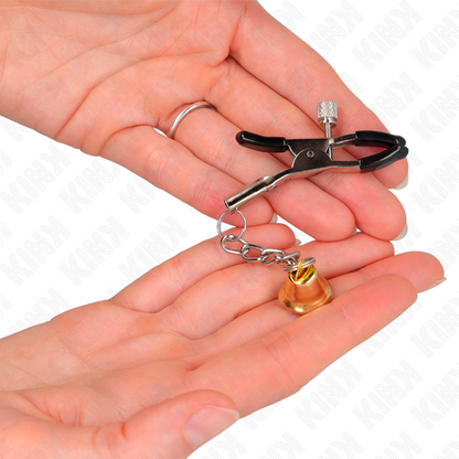 KINK - GOLD NIPPLE CLAMPS WITH BELL CHARM 6 CM