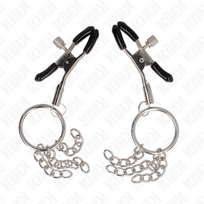 KINK - O-RING NIPPLE CLAMP AND SMALL CHAIN SILVER 6 CM