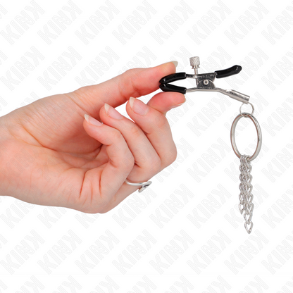 KINK - O-RING NIPPLE CLAMP AND SMALL CHAIN SILVER 6 CM