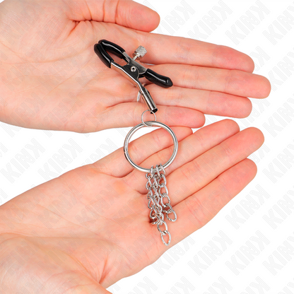 KINK - O-RING NIPPLE CLAMP AND SMALL CHAIN SILVER 6 CM