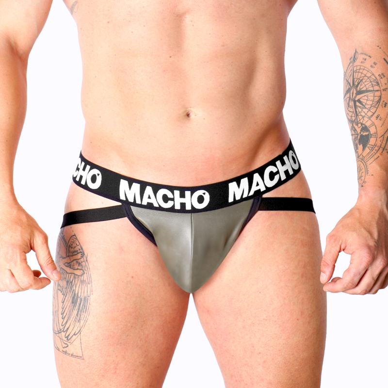 MACHO - MX27GR LEATHER JOCK GREY BEIGE XL