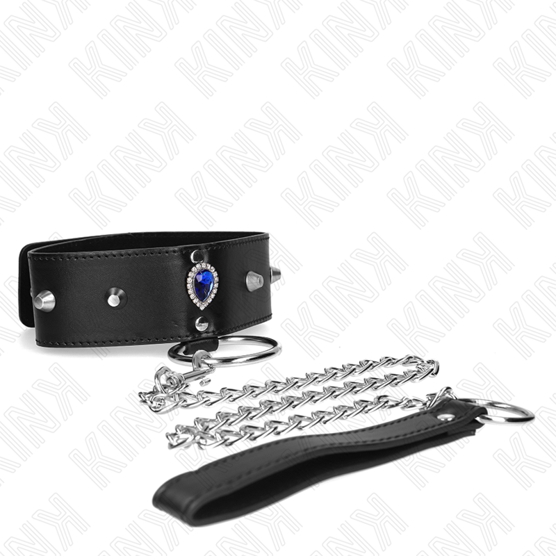 KINK - NECKLACE 65 CM WITH RIBBON WITH BLUE DIAMONDS ADJUSTABLE 36-43 CM X 5 CM