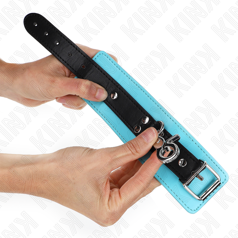 KINK - PREMIUM LOCKABLE WRIST CUFFS BLACK/BLUE ADJUSTABLE 21-28 CM X 5.5 CM