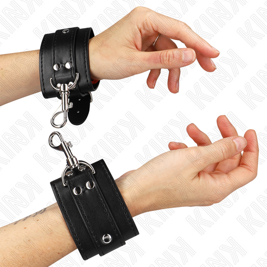 KINK - LOCKABLE DUNGEON WRIST CUFFS BLACK ADJUSTABLE 21-28 CM X 5.5 CM