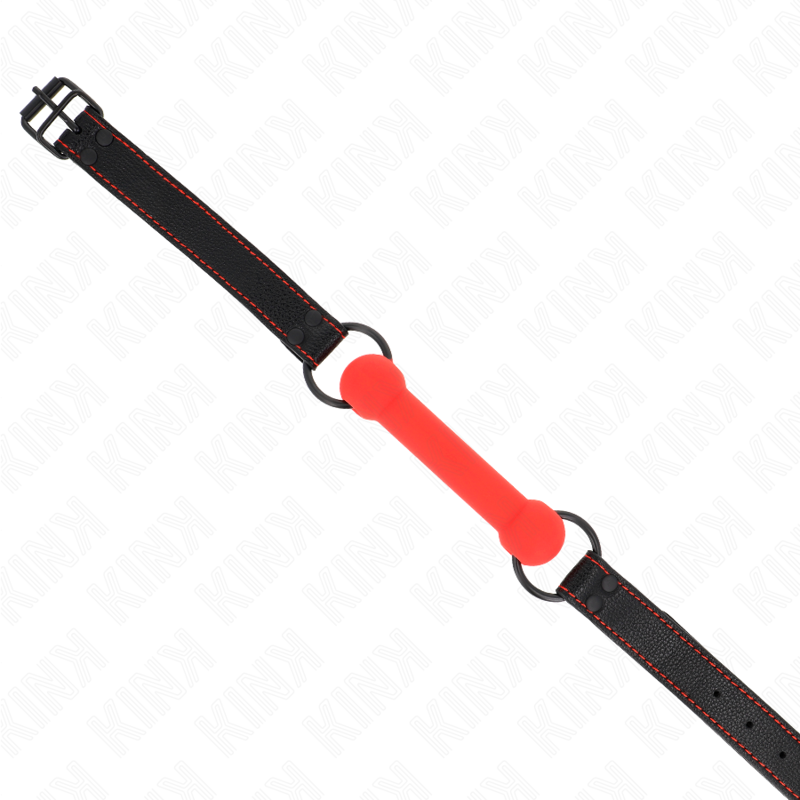 KINK - BONE GAG WITH FAUX LEATHER STRAP RED ADJUSTABLE 41-57 CM
