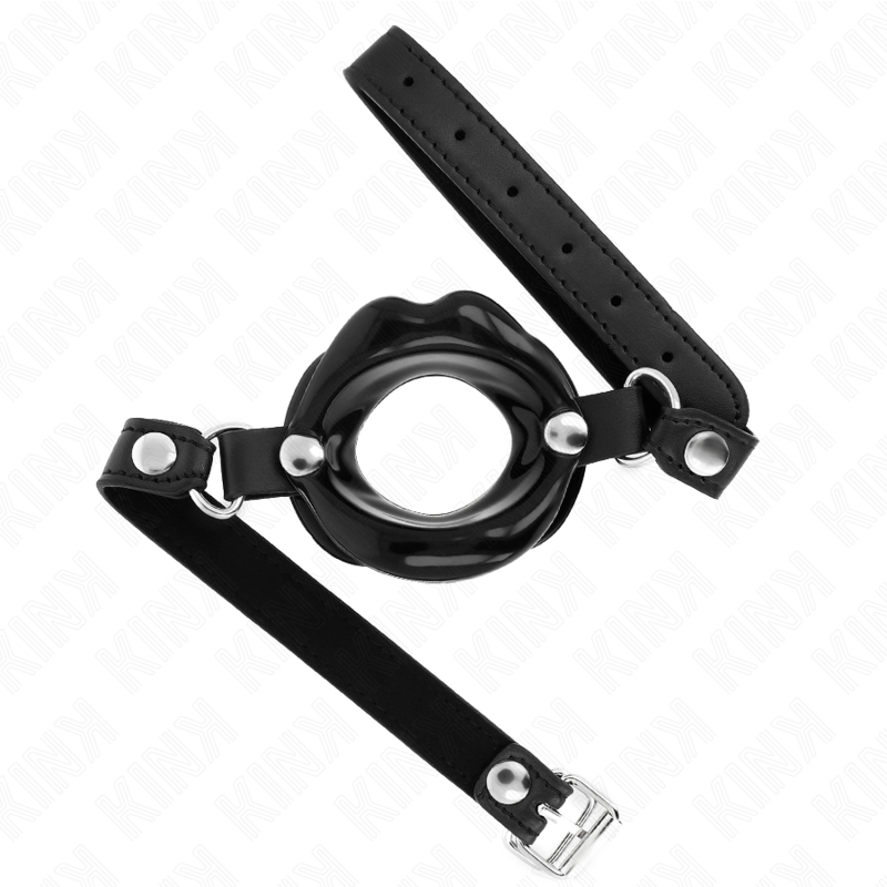 KINK - LIP 8 CM GAG WITH BLACK FAUX LEATHER STRAP 63 x 2 CM ADJUSTABLE 39-58 CM