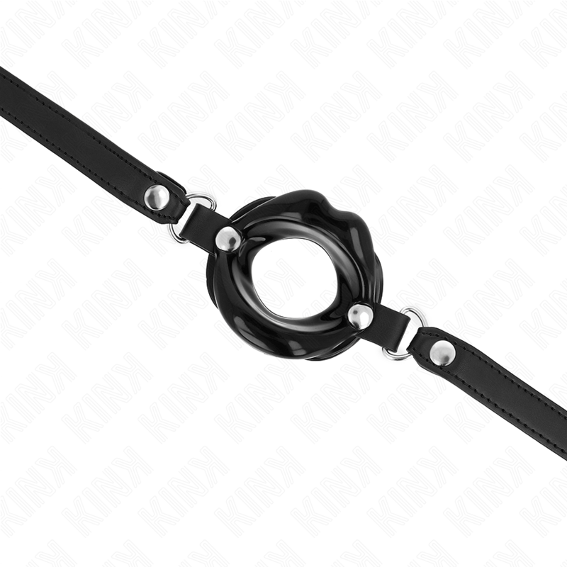KINK - LIP 8 CM GAG WITH BLACK FAUX LEATHER STRAP 63 x 2 CM ADJUSTABLE 39-58 CM