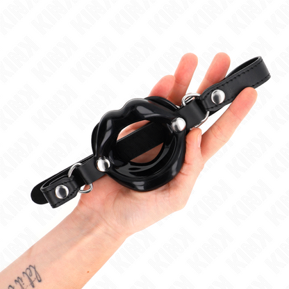 KINK - LIP 8 CM GAG WITH BLACK FAUX LEATHER STRAP 63 x 2 CM ADJUSTABLE 39-58 CM