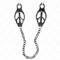 KINK - JAPANISCHE KLEEBLATT-NIPPELKLAMMERN MIT KETTE SCHWARZ 30 CM