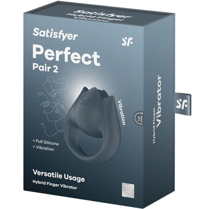 SATISFYER - PERFECT PAIR 2 MULTIVIBRATOR 2 IN 1 PENISRING UND FINGERSTIMULATOR GRAU