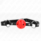 KINK - HOLLOW, HARD, RED BALL, 4.5 CM, GAG, MODEL 1, 63.5 X 2 CM