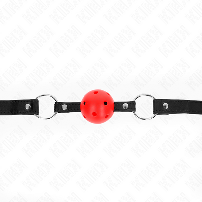 KINK - HOLLOW, HARD, RED BALL, 4.5 CM, GAG, MODEL 1, 63.5 X 2 CM