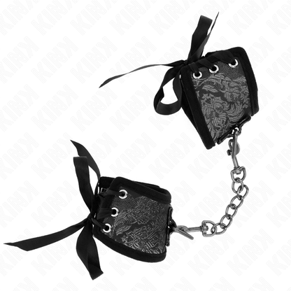 KINK - SCANDAL WRIST CUFFS BLACK LACE DETAILS 24.5 CM X 6.5 CM