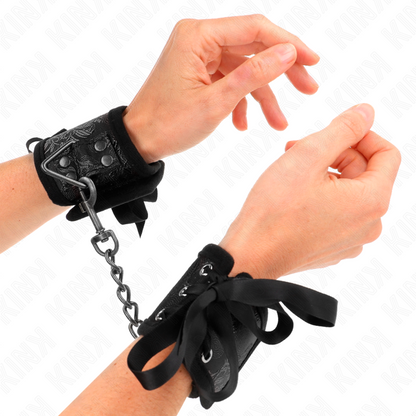 KINK - SCANDAL WRIST CUFFS BLACK LACE DETAILS 24.5 CM X 6.5 CM