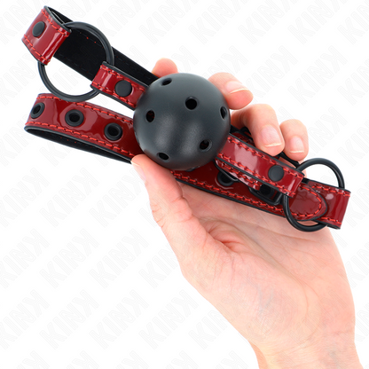 KINK - SHINY FAUX LEATHER BALL 4.5 CM Gag 63.5 X 2 CM ADJUSTABLE 41 X 59 CM