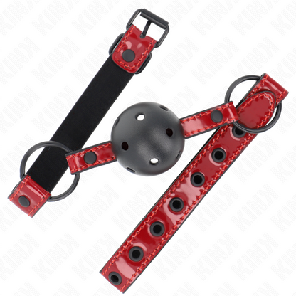 KINK - SHINY FAUX LEATHER BALL 4.5 CM Gag 63.5 X 2 CM ADJUSTABLE 41 X 59 CM