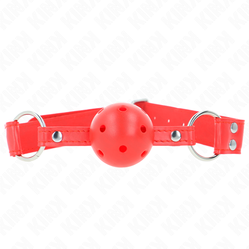 KINK - COMPLETE RED HOLLOW BALL GAG 62 x 2 CM