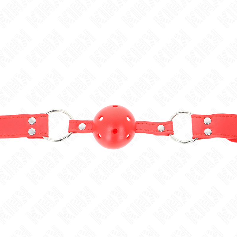 KINK - COMPLETE RED HOLLOW BALL GAG 62 x 2 CM