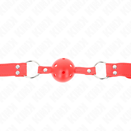 KINK - COMPLETE RED HOLLOW BALL GAG 62 x 2 CM