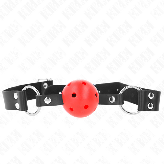 KINK - BREATHABLE BALL GAG 4 CM WITH DOUBLE RIVET RED 62.5 x 2.5 CM ADJUSTABLE 42-58 CM