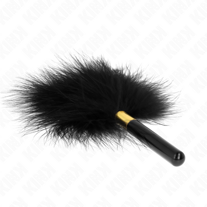KINK - BLACK & GOLD METAL TICKLE FEATHERS 18 CM