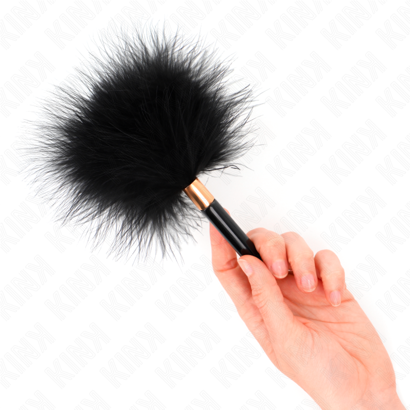 KINK - BLACK & GOLD METAL TICKLE FEATHERS 18 CM