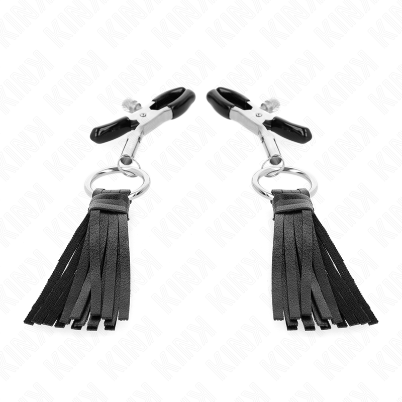 KINK - FAUX LEATHER TASSEL NIPPLE CLAMPS 6 CM