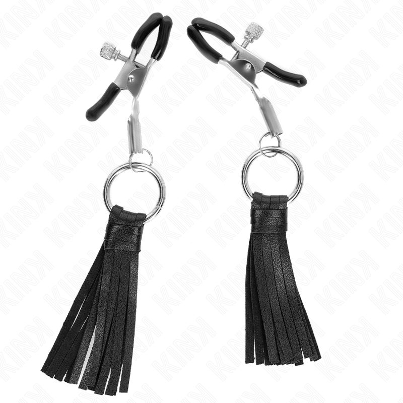 KINK - FAUX LEATHER TASSEL NIPPLE CLAMPS 6 CM