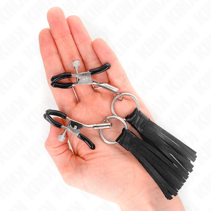 KINK - FAUX LEATHER TASSEL NIPPLE CLAMPS 6 CM
