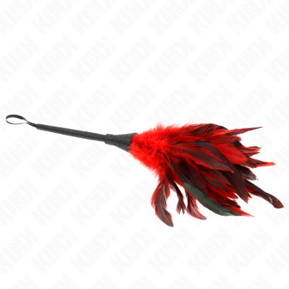 KINK - RED MAIDS HORN FORM TICKLE CHICKEN FEATHERS 36 CM