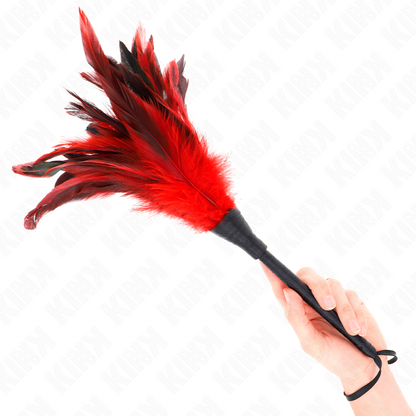 KINK - RED MAIDS HORN FORM TICKLE CHICKEN FEATHERS 36 CM