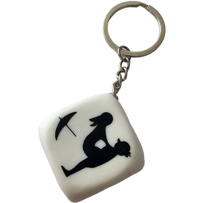 DIABLO PICANTE - KEYCHAIN WITH WHITE DICE AND POSES