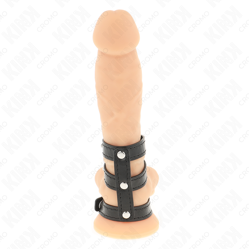 KINK - TRIPLE LEATHER COCK RING WITH SNAP FASTENER