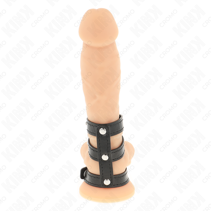 KINK - TRIPLE LEATHER COCK RING WITH SNAP FASTENER
