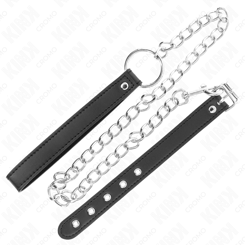 KINK - LEATHER COCK RING 21.5 X 2 CM WITH 60 CM METAL CHAIN AND LEATHER STRAP