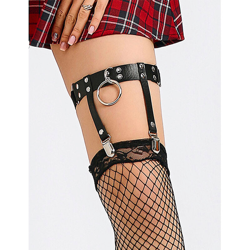 SUBBLIME - 953744 ADJUSTABLE PUNK LEATHER HARNESS STOCKINGS BLACK ONE SIZE