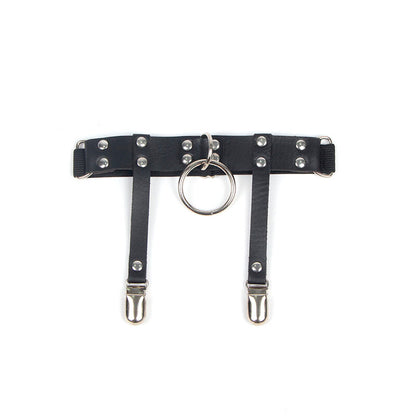 SUBBLIME - 953744 ADJUSTABLE PUNK LEATHER HARNESS STOCKINGS BLACK ONE SIZE