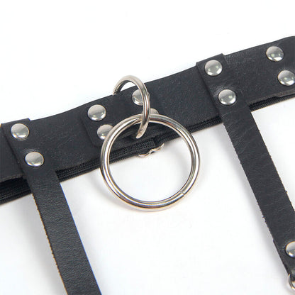 SUBBLIME - 953744 ADJUSTABLE PUNK LEATHER HARNESS STOCKINGS BLACK ONE SIZE
