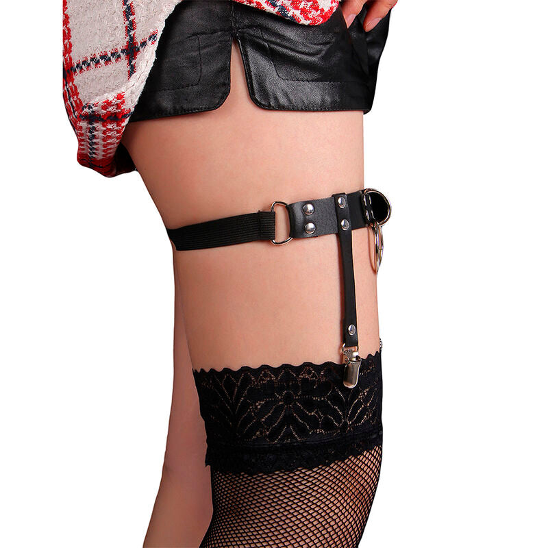 SUBBLIME - 953744 ADJUSTABLE PUNK LEATHER HARNESS STOCKINGS BLACK ONE SIZE